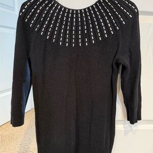 New York & Company Black Sweater with Cutout Detail